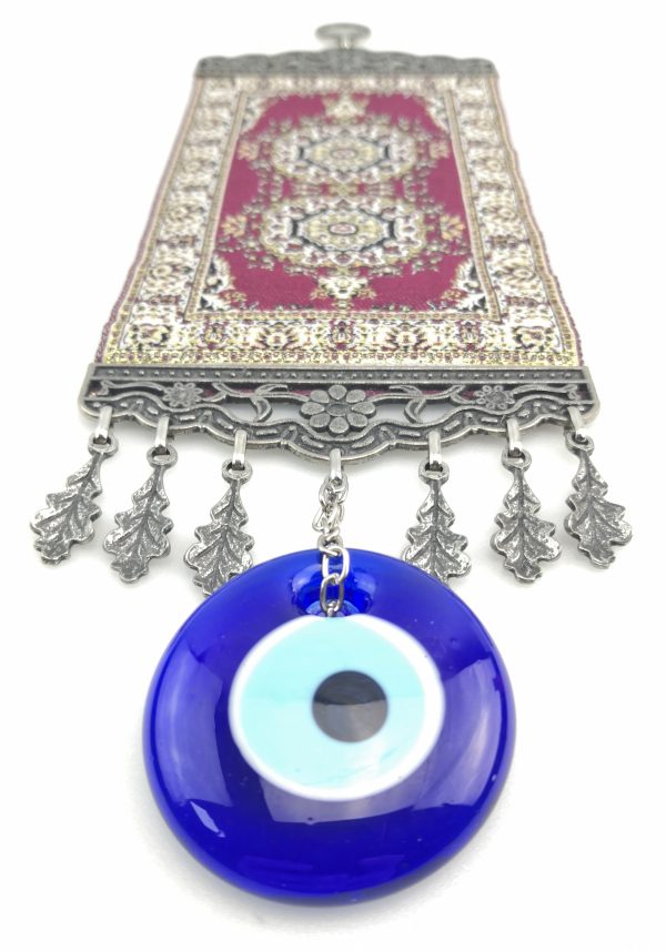 Handmade Turkish Carpet Wall Hanging - Evil Eye - Nazar Alloy - Image 6