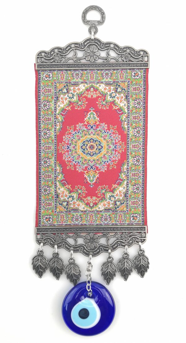 Handmade Turkish Carpet Wall Hanging - Evil Eye - Nazar Alloy