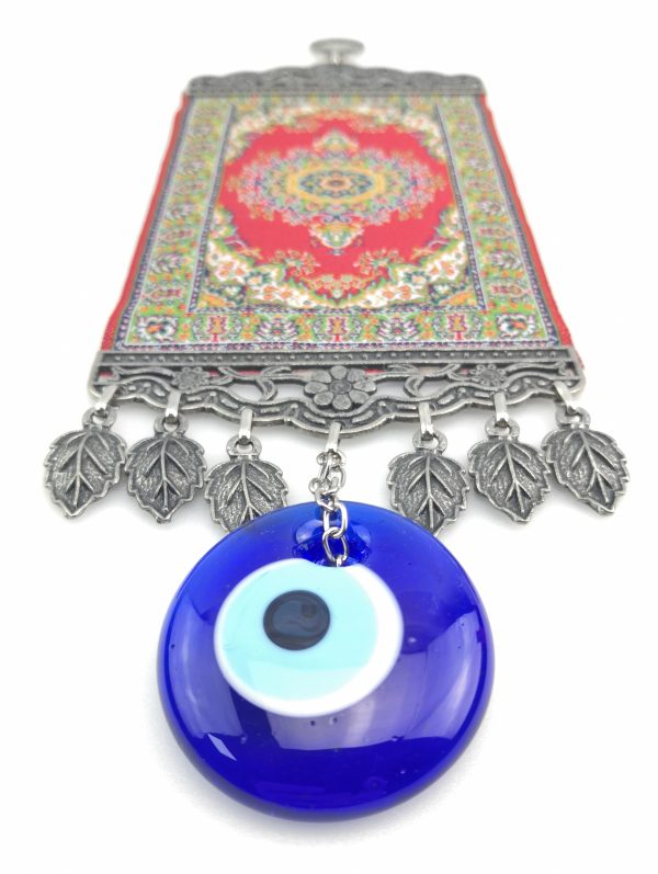 Handmade Turkish Carpet Wall Hanging - Evil Eye - Nazar Alloy - Image 6