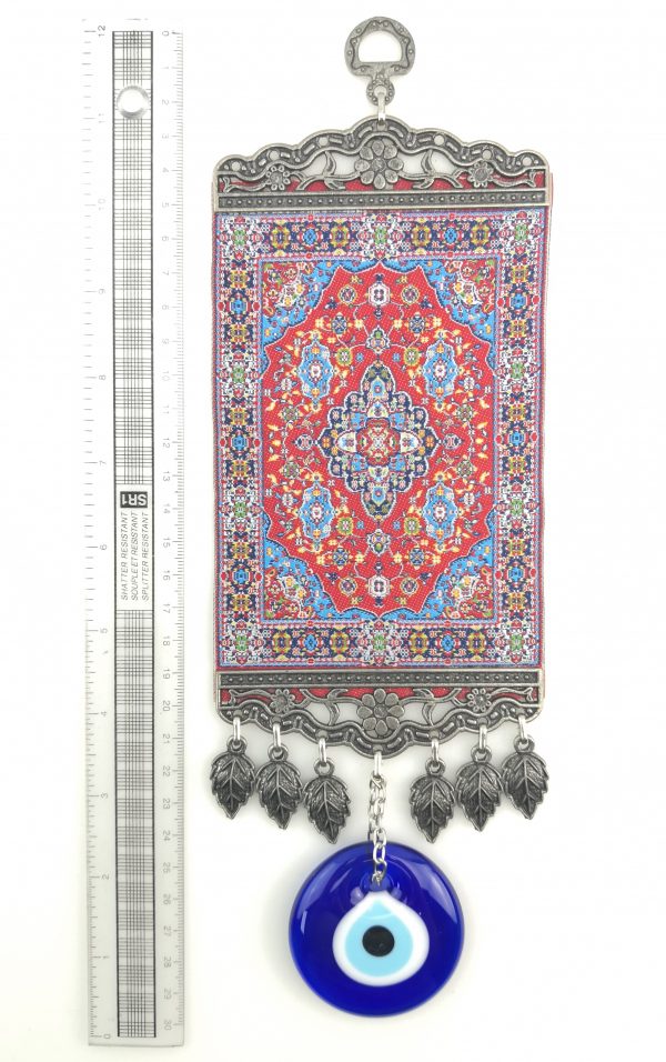 Handmade Turkish Carpet Wall Hanging - Evil Eye - Nazar Alloy - Image 4