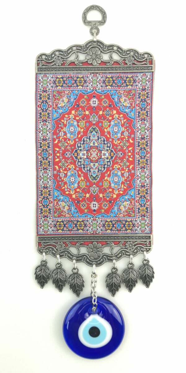 Handmade Turkish Carpet Wall Hanging - Evil Eye - Nazar Alloy