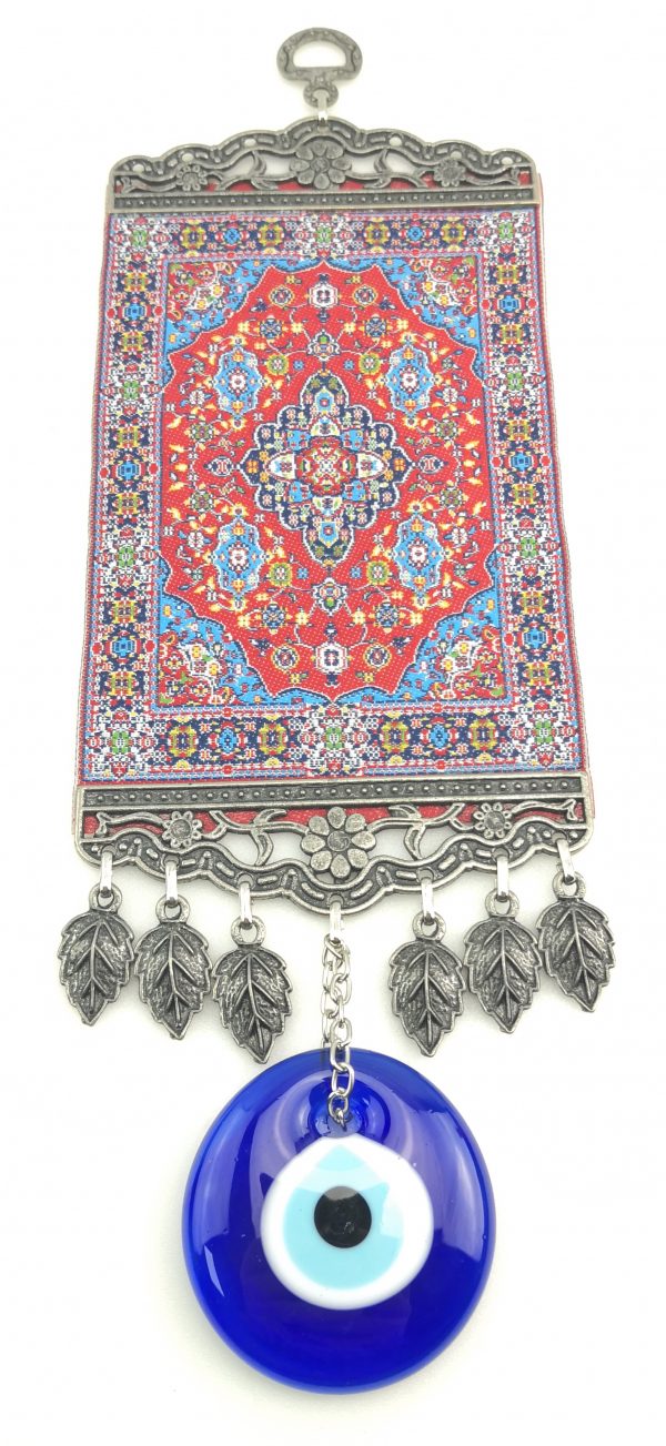 Handmade Turkish Carpet Wall Hanging - Evil Eye - Nazar Alloy - Image 5