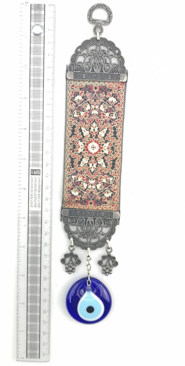 Handmade Turkish Carpet Wall Hanging - Evil Eye - Nazar Alloy - Image 4