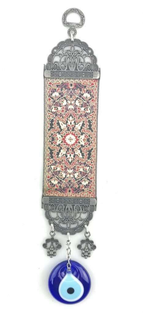Handmade Turkish Carpet Wall Hanging - Evil Eye - Nazar Alloy