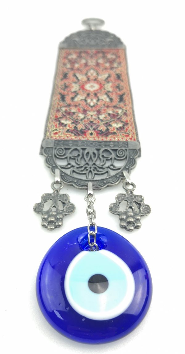 Handmade Turkish Carpet Wall Hanging - Evil Eye - Nazar Alloy - Image 6