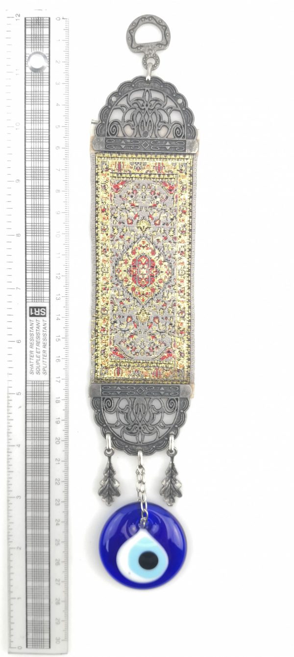 Handmade Turkish Carpet Wall Hanging - Evil Eye - Nazar Alloy - Image 4