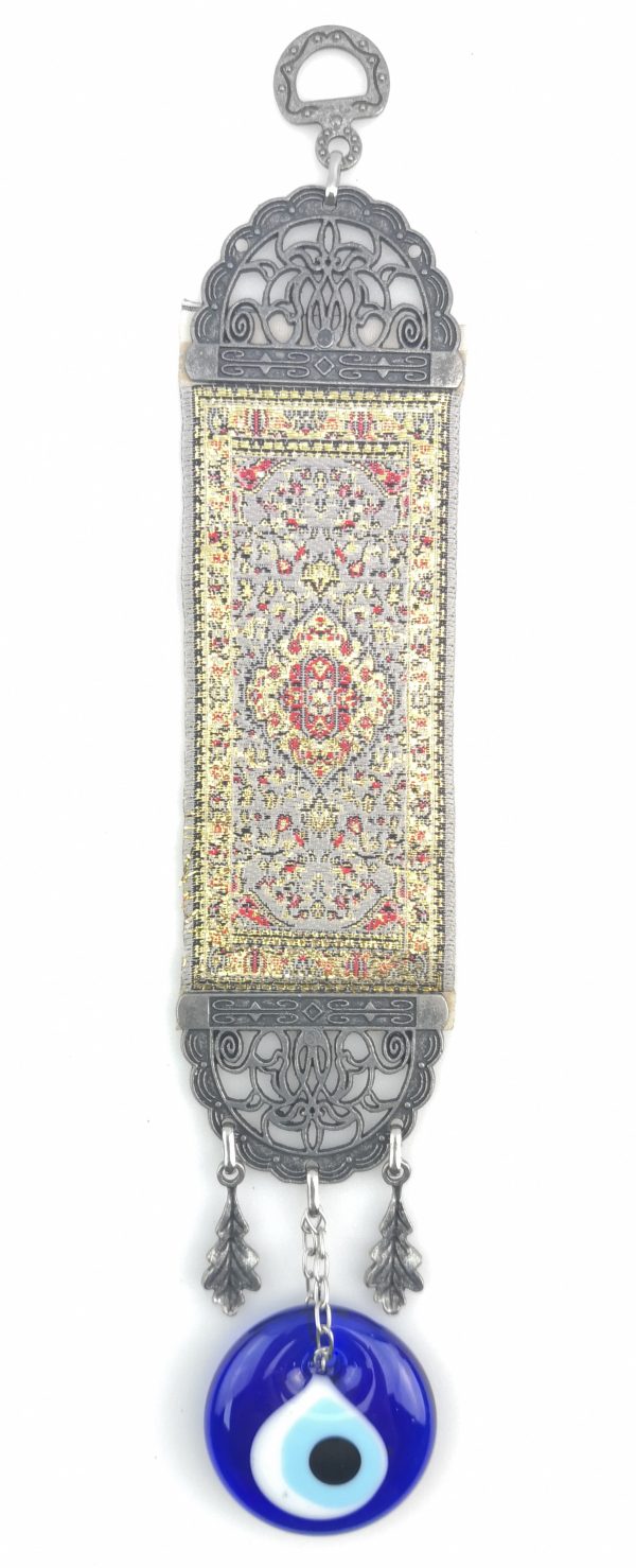 Handmade Turkish Carpet Wall Hanging - Evil Eye - Nazar Alloy