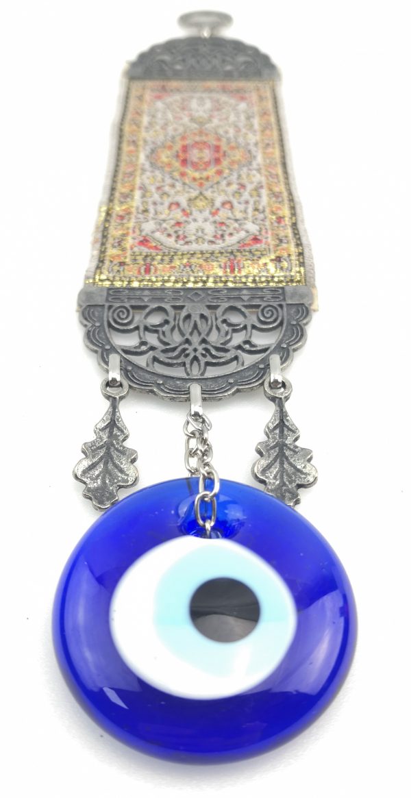 Handmade Turkish Carpet Wall Hanging - Evil Eye - Nazar Alloy - Image 6