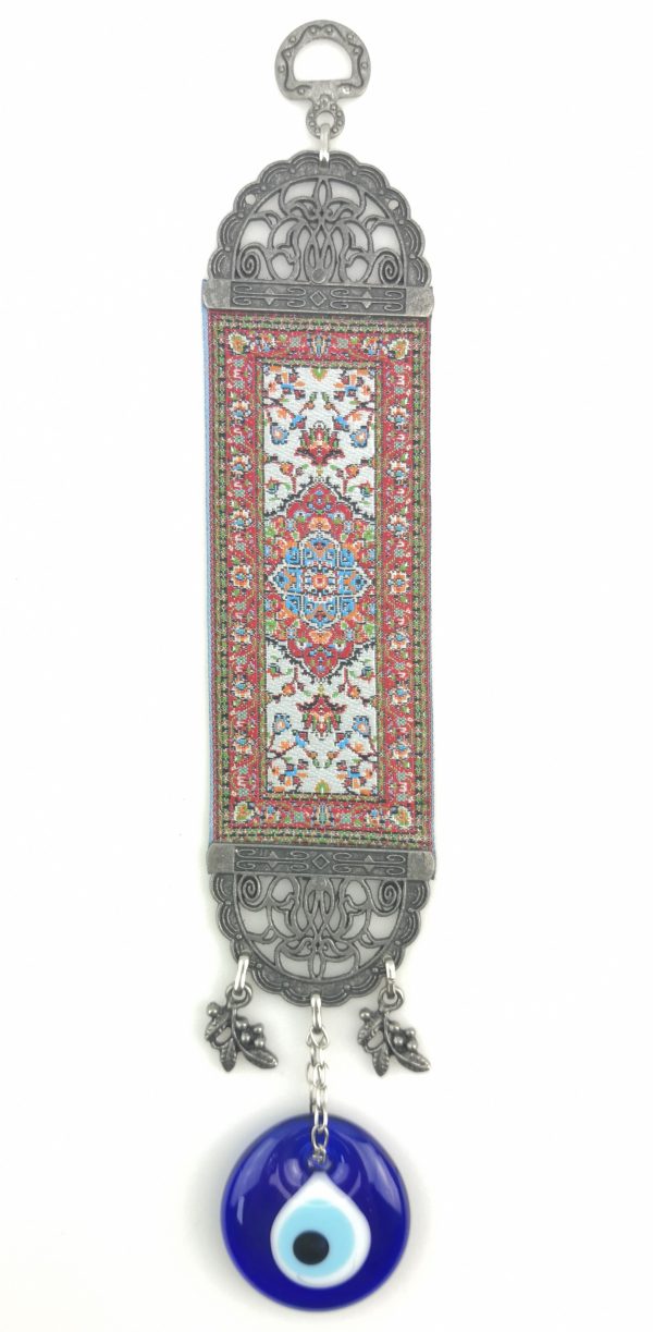 Handmade Turkish Carpet Wall Hanging - Evil Eye - Nazar Alloy