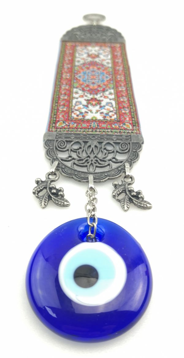 Handmade Turkish Carpet Wall Hanging - Evil Eye - Nazar Alloy - Image 6