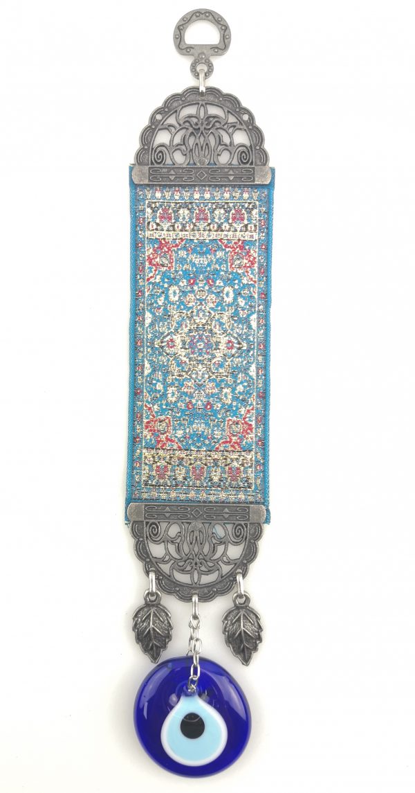 Handmade Turkish Carpet Wall Hanging - Evil Eye - Nazar Alloy