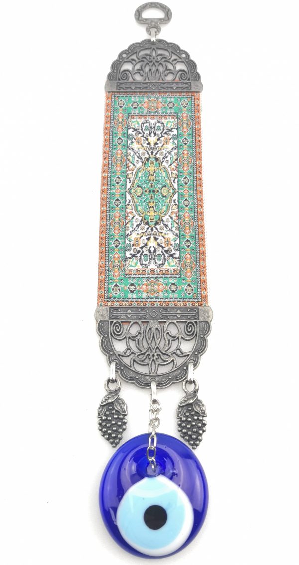 Handmade Turkish Carpet Wall Hanging - Evil Eye - Nazar Alloy - Image 5