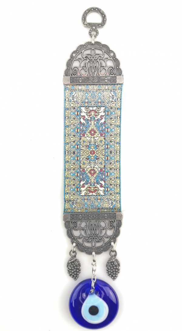 Handmade Turkish Carpet Wall Hanging - Evil Eye - Nazar Alloy - Xmas Gift