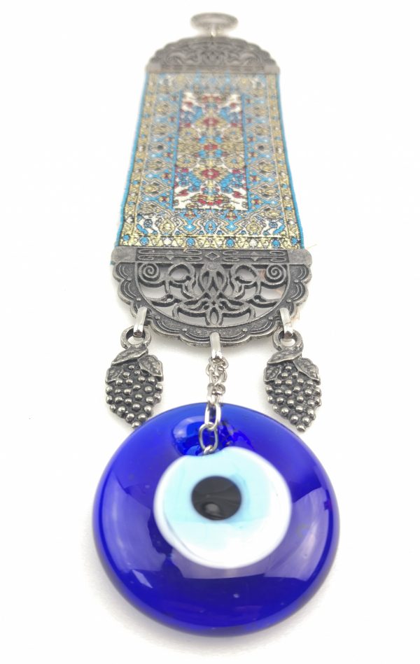 Handmade Turkish Carpet Wall Hanging - Evil Eye - Nazar Alloy - Xmas Gift - Image 6