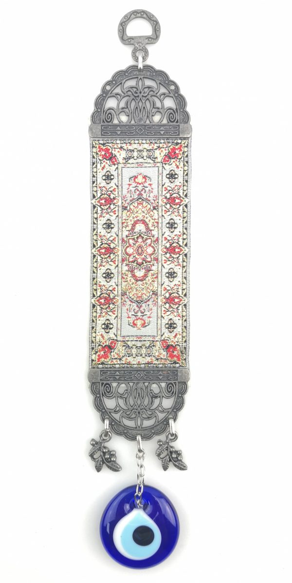 Handmade Turkish Carpet Wall Hanging - Evil Eye - Nazar Alloy