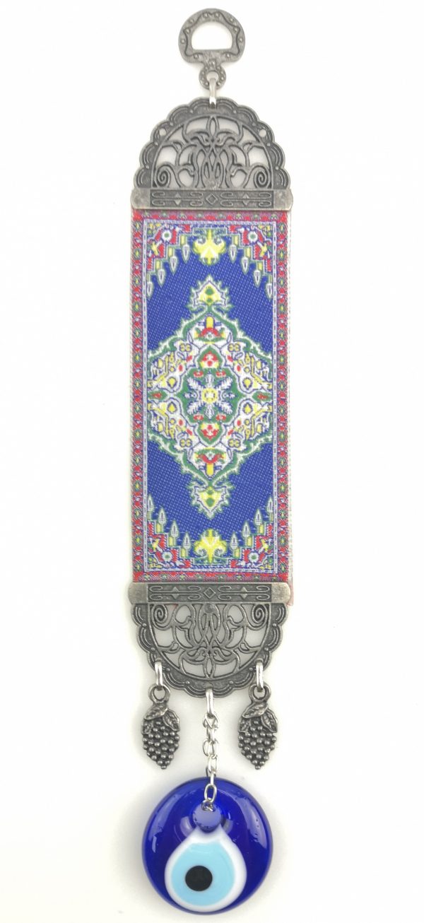 Handmade Turkish Carpet Wall Hanging - Evil Eye - Nazar Alloy