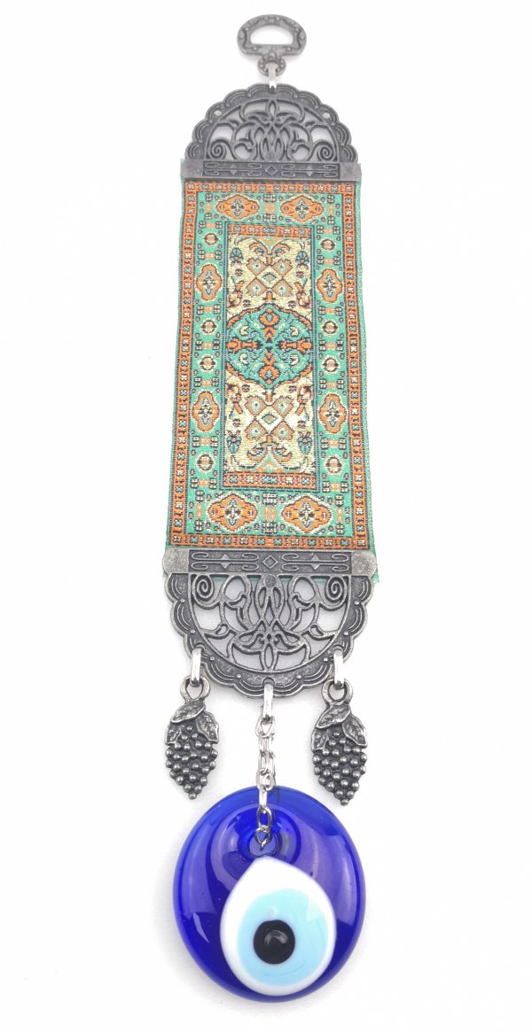 Handmade Turkish Carpet Wall Hanging - Evil Eye - Nazar Alloy - Image 5