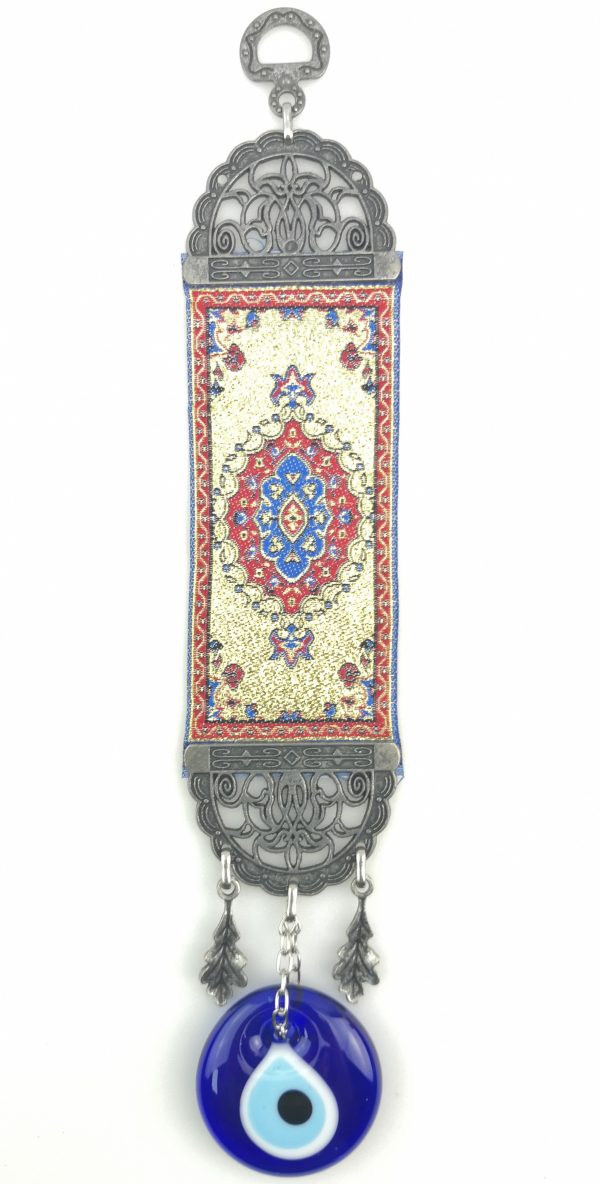 Handmade Turkish Carpet Wall Hanging - Evil Eye - Nazar Alloy