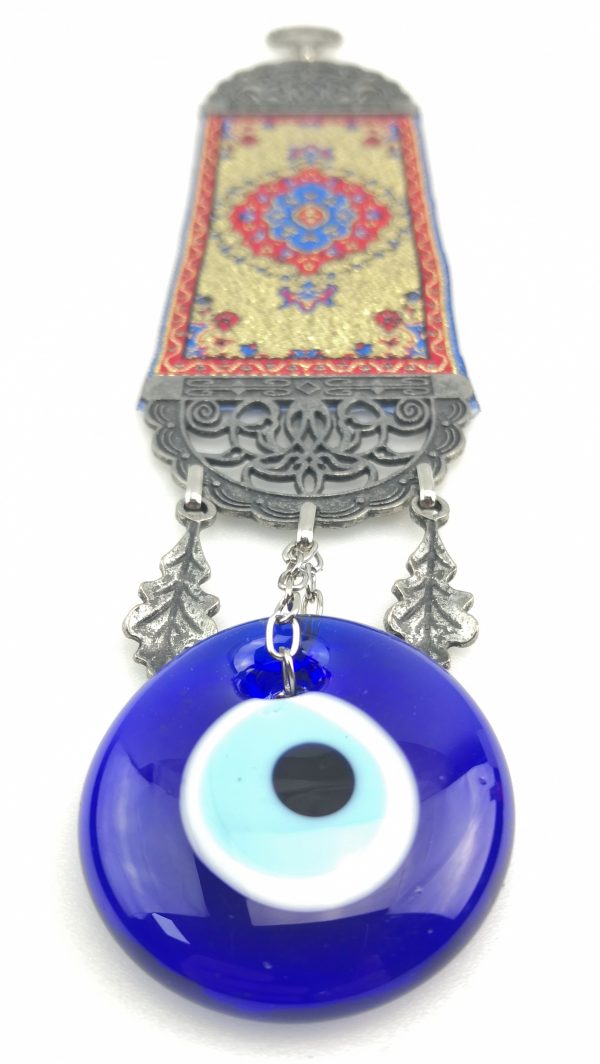 Handmade Turkish Carpet Wall Hanging - Evil Eye - Nazar Alloy - Image 6