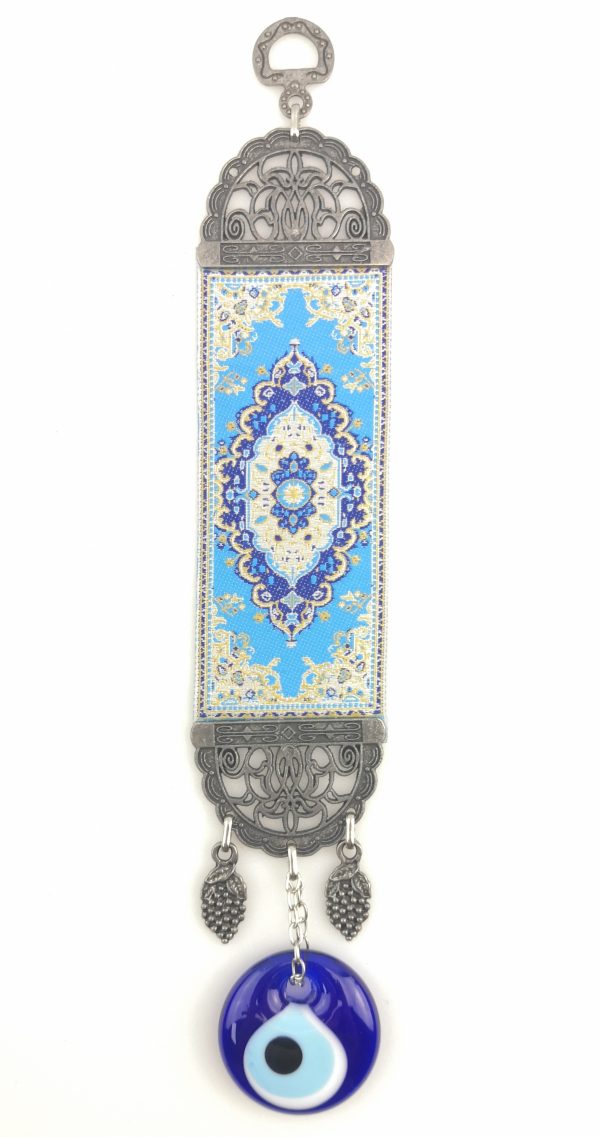 Handmade Turkish Carpet Wall Hanging - Evil Eye - Nazar Alloy