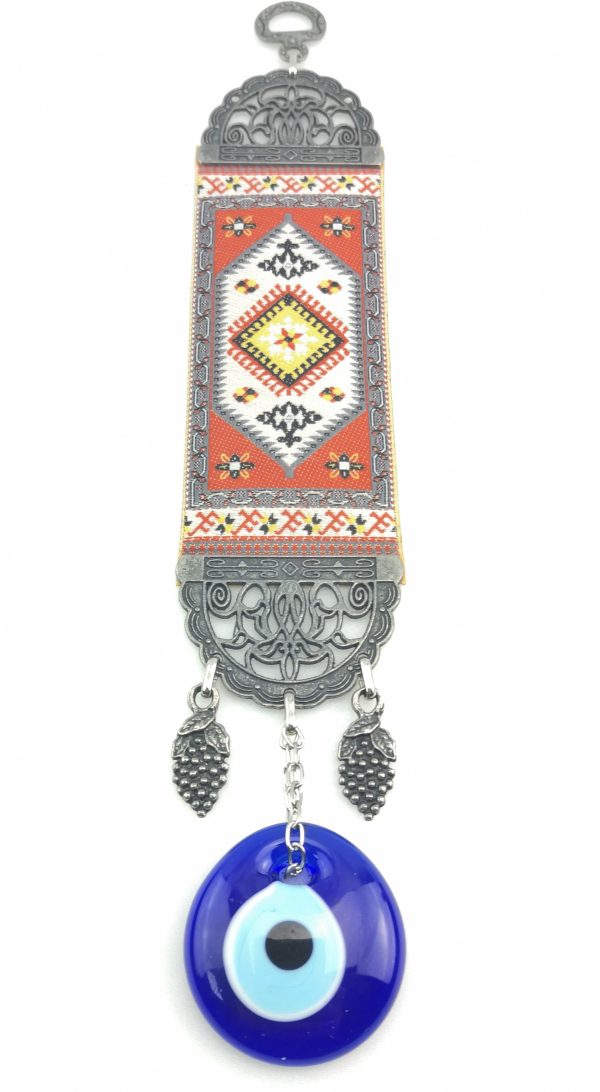 Handmade Turkish Carpet Wall Hanging - Evil Eye - Nazar Alloy - Image 5