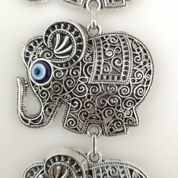 Handmade Wall Hanging - Seven Elephants Evil Eye - Nazar Alloy - Image 3