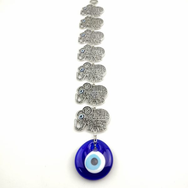 Handmade Wall Hanging - Seven Elephants Evil Eye - Nazar Alloy - Image 5