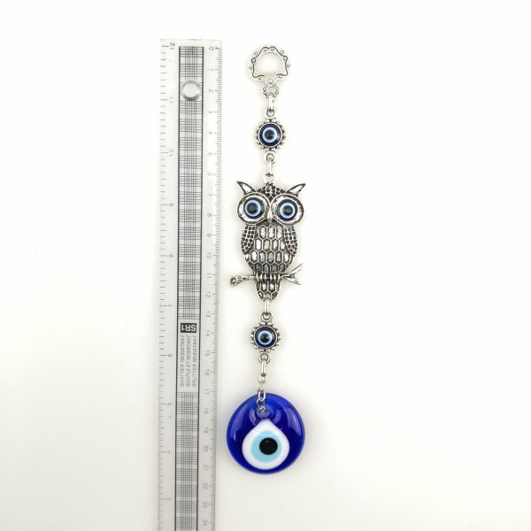 Handmade Owl Wall Hanging - Evil Eye - Nazar Alloy - Image 4