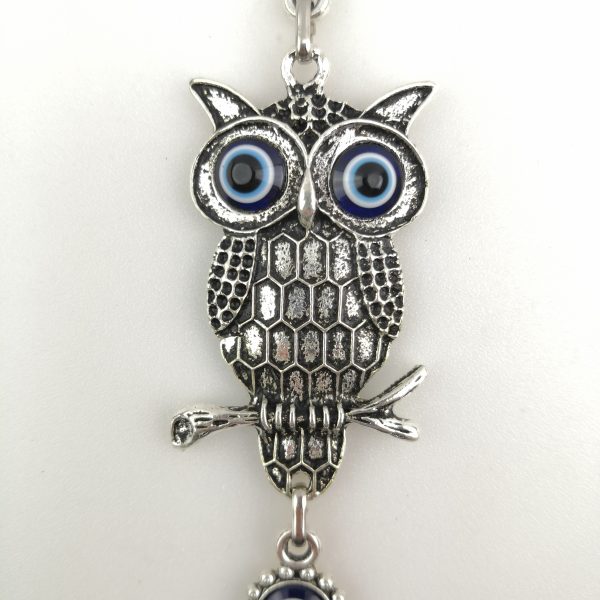 Handmade Owl Wall Hanging - Evil Eye - Nazar Alloy - Image 3