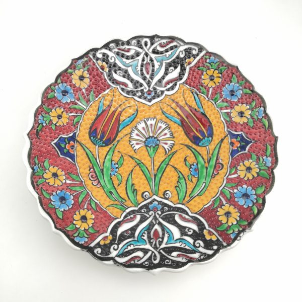 Handmade Ceramic Wall Hanging Plate(18 cm) - Hand Painted Turkish Pottery