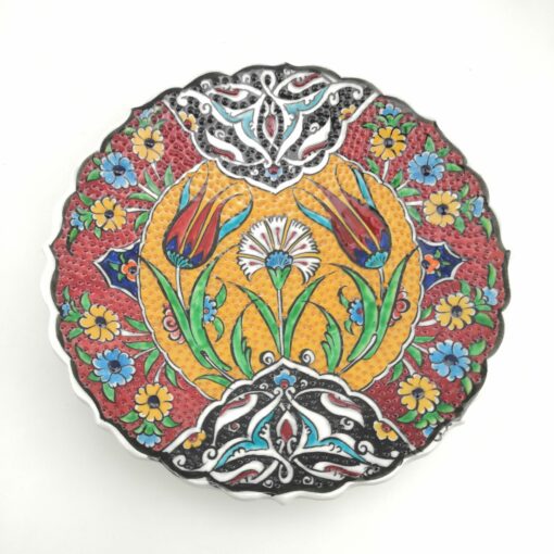Handmade Ceramic Wall Hanging Plate(18 cm) - Hand Painted Turkish Pottery - Pattern C