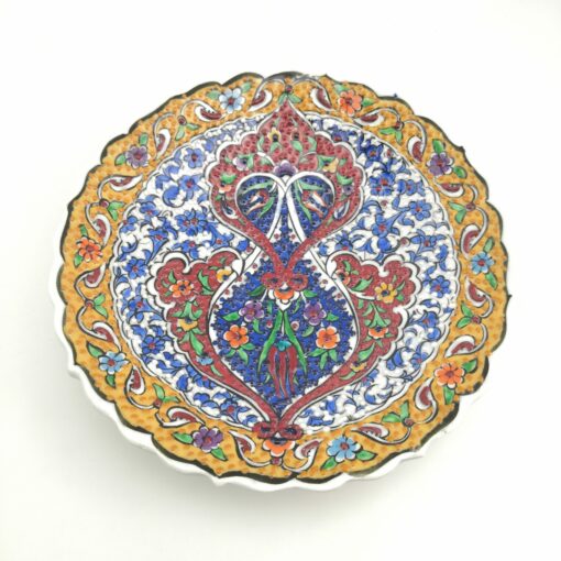 Handmade Ceramic Wall Hanging Plate(18 cm) - Hand Painted Turkish Pottery - Pattern I