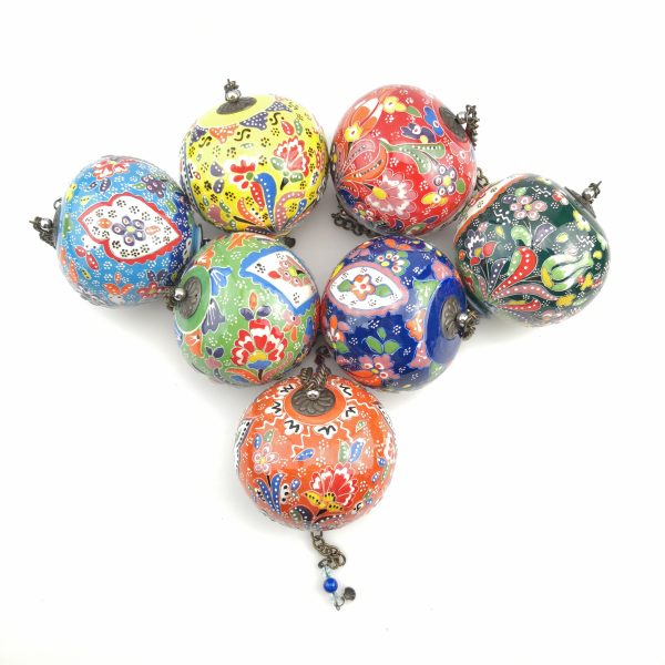 Handmade Ceramic Ball Hang - Decorative Hand Painted Wall Hanging - Xmas Gift