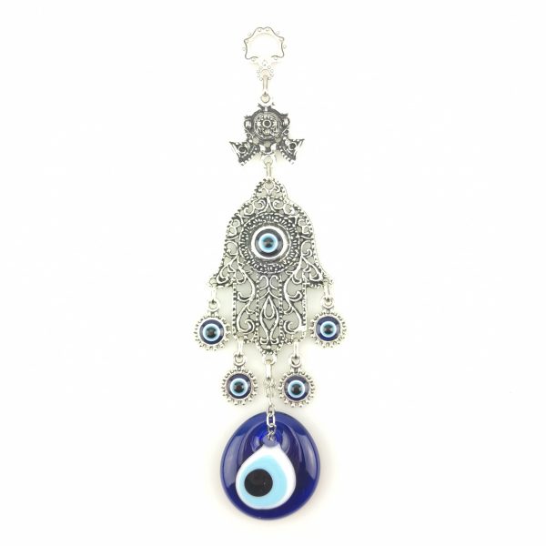 Handmade Wall Hanging - Hand of Hamsa - Fatima Evil Eye - Nazar Alloy