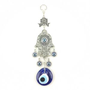 Handmade Wall Hanging - Hand of Hamsa - Fatima Evil Eye - Nazar Alloy
