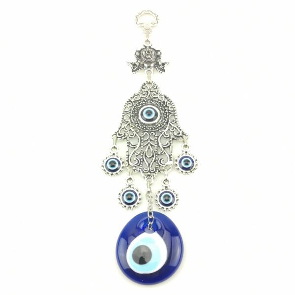 Handmade Wall Hanging - Hand of Hamsa - Fatima Evil Eye - Nazar Alloy - Image 4