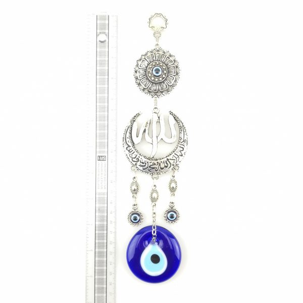 Handmade Wall Hanging - Allah Inscription Decorated in Crescent - Evil Eye - Image 3