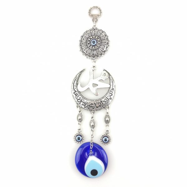 Handmade Evil Eye Wall Hanging - Muhammad(SAW) Inscription Decorated in Crescent