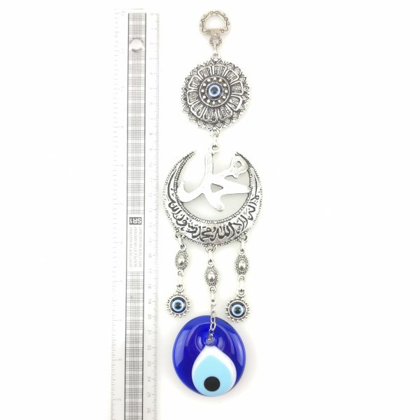 Handmade Evil Eye Wall Hanging - Muhammad(SAW) Inscription Decorated in Crescent - Image 3