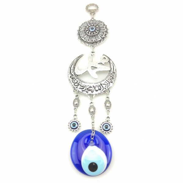 Handmade Evil Eye Wall Hanging - Muhammad(SAW) Inscription Decorated in Crescent - Image 4