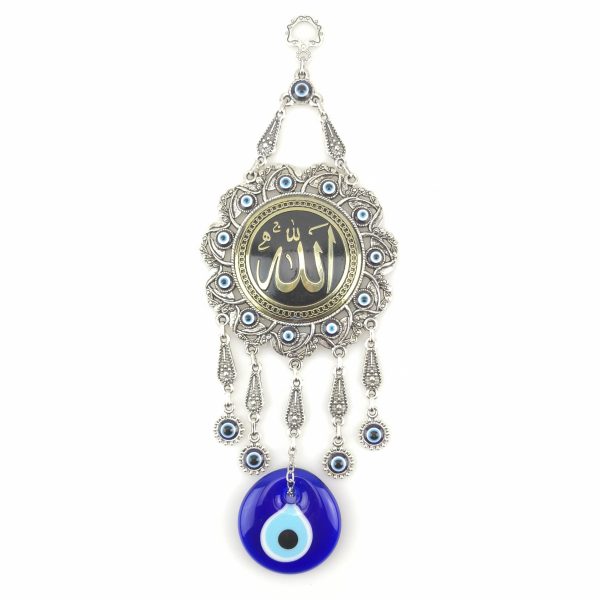 Handmade Islamic Wall Hanging - Allah Inscription Decorated with Evil Eye