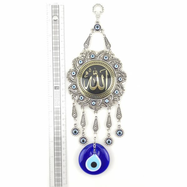 Handmade Islamic Wall Hanging - Allah Inscription Decorated with Evil Eye - Image 3