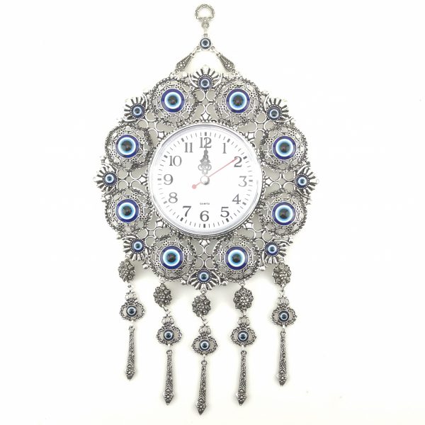 Handmade Wall Clock - Evil Eye - Nazar Alloy Wall Hanging