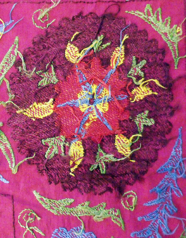 Handmade Floral Pattern Suzani Embroidery Bedspread - Image 3