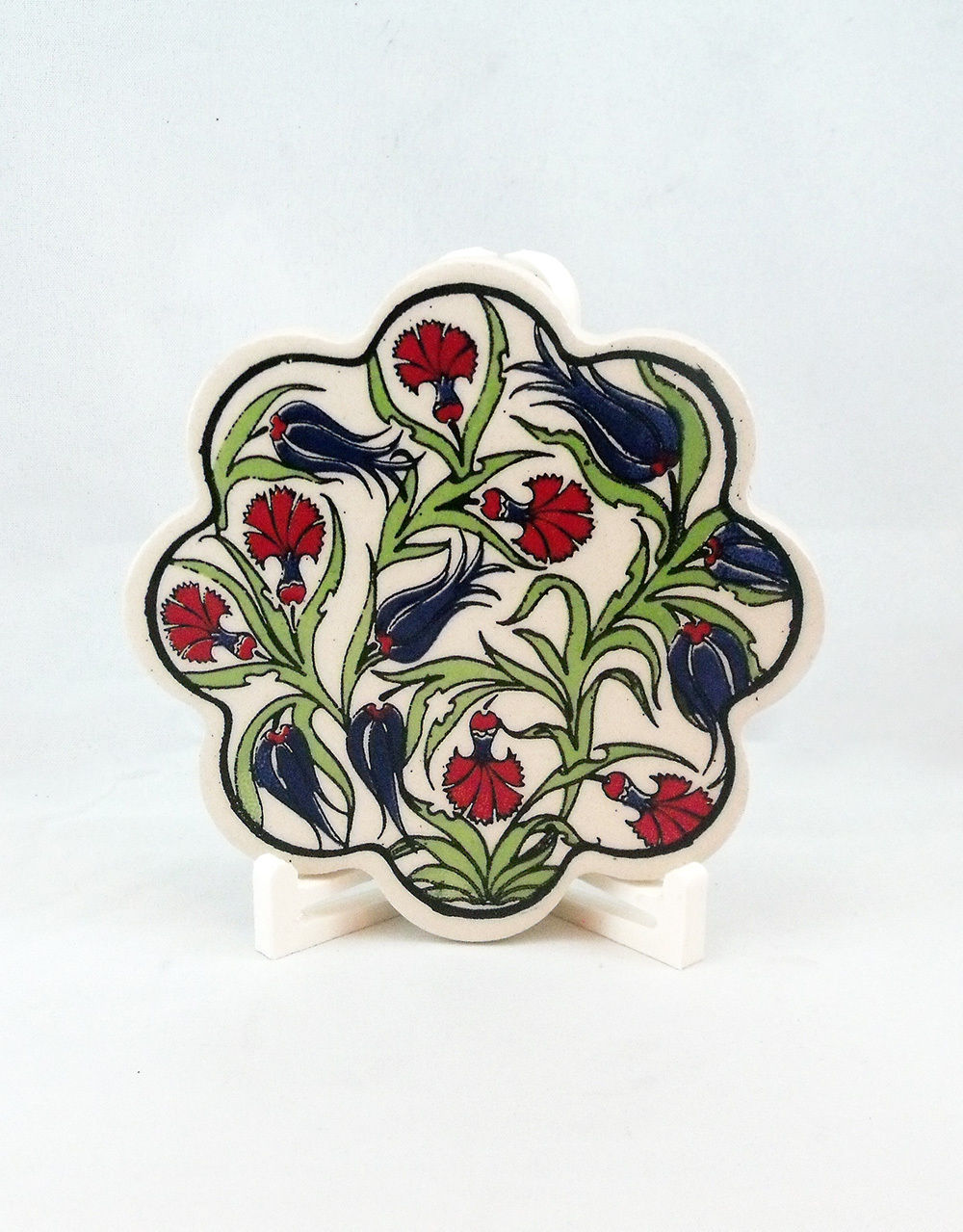 Anatolian Design Tulip Pattern Flower Shape Ceramic Trivet
