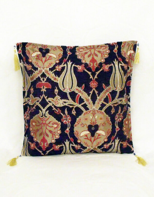 Anatolian Tulip Pattern Cushion Cover – Navy Blue