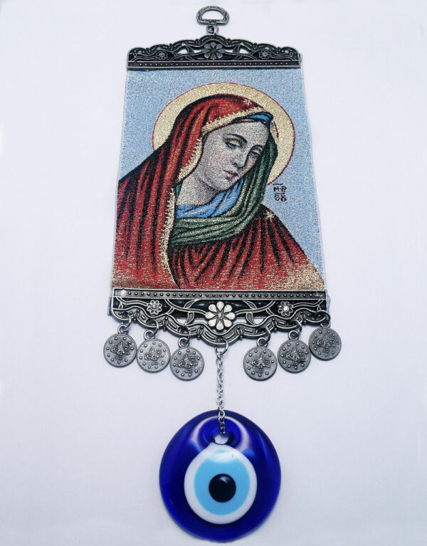 Mother Mary Illustrated Evil Eye – Nazar Wall Hanging