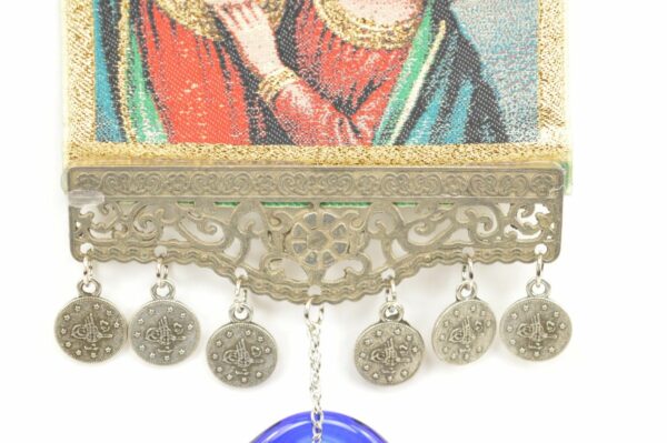 Mother Mary Holding Infant Jesus-Illustrated Evil Eye – Nazar Wall Hanging - Image 4