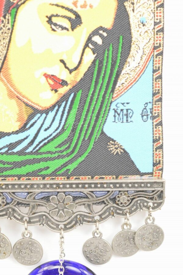 Mother Mary Illustrated Evil Eye – Nazar Wall Hanging - Image 4