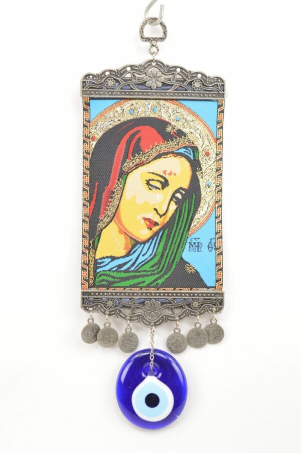 Mother Mary Illustrated Evil Eye – Nazar Wall Hanging